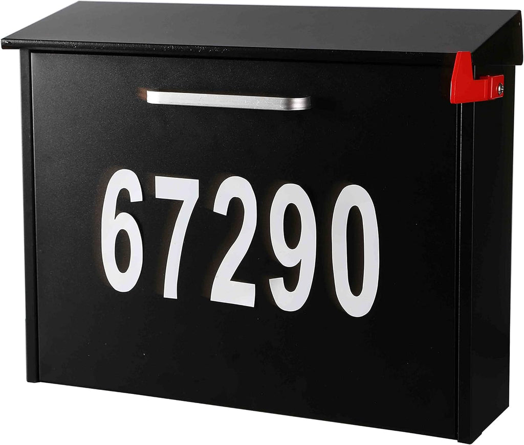 Wall Mount Locking Mailbox with Code Lock Black Large Capacity R997