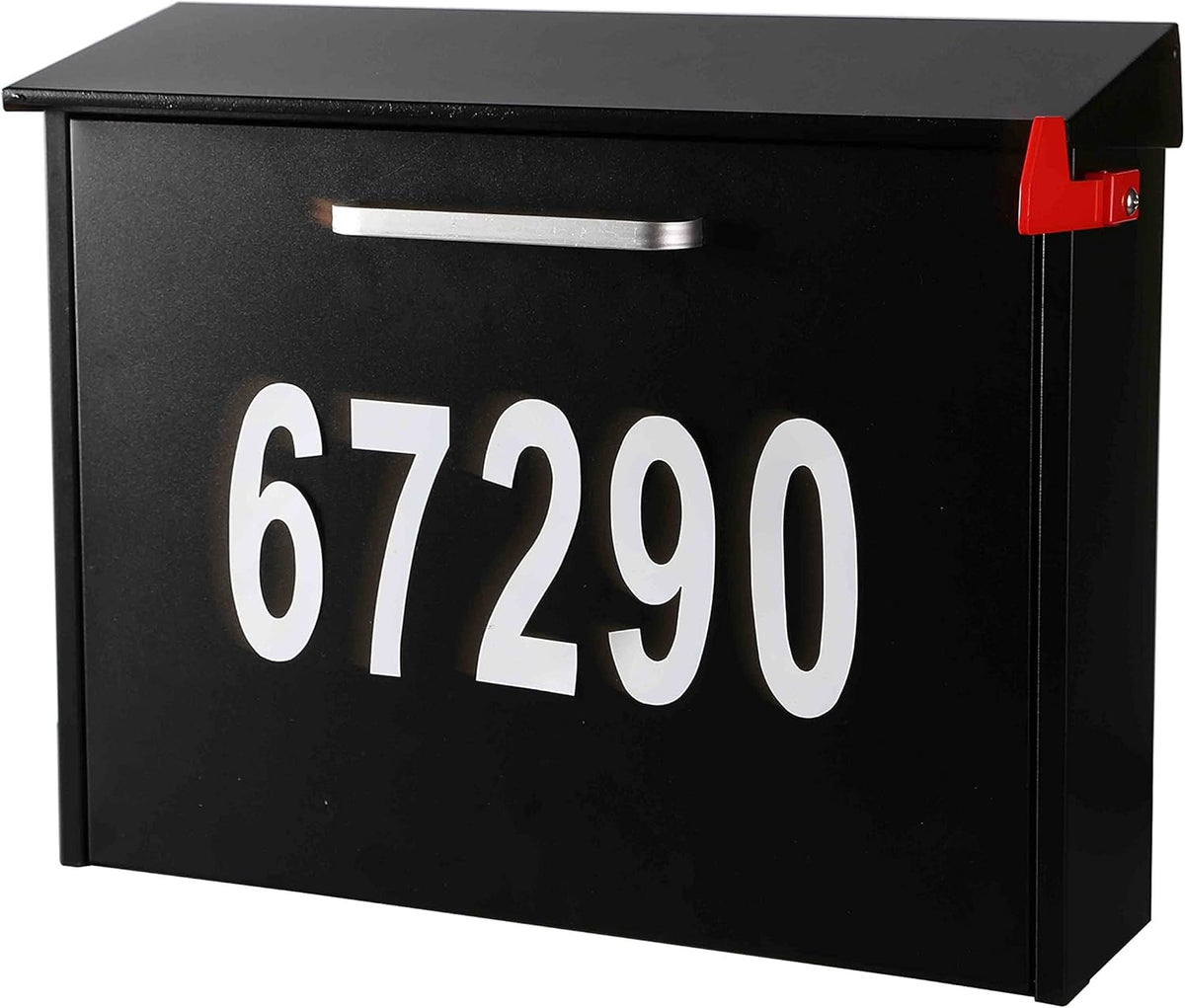 Wall Mount Locking Mailbox with Code Lock Black Large Capacity R997
