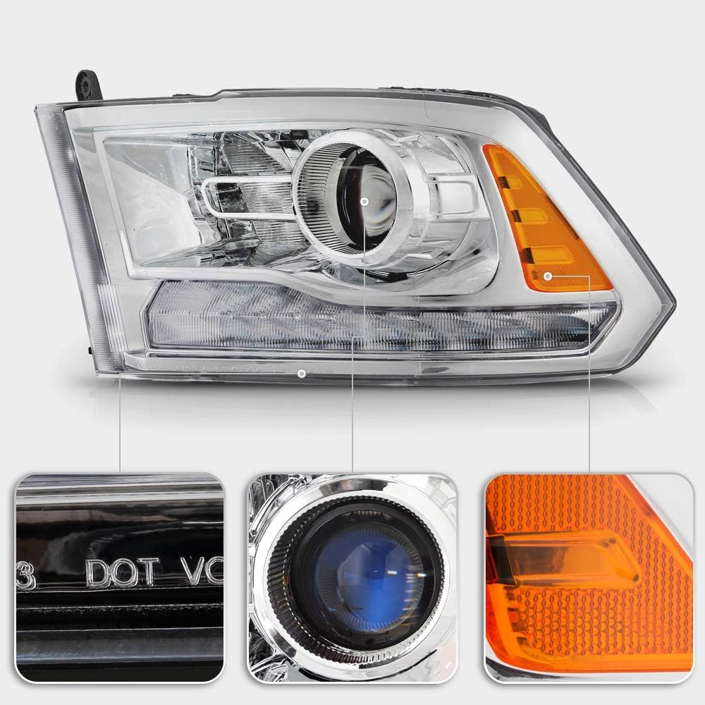 2013-2018 Ram 1500 2500 3500 Chrome LED Projector Headlights Pair A499791