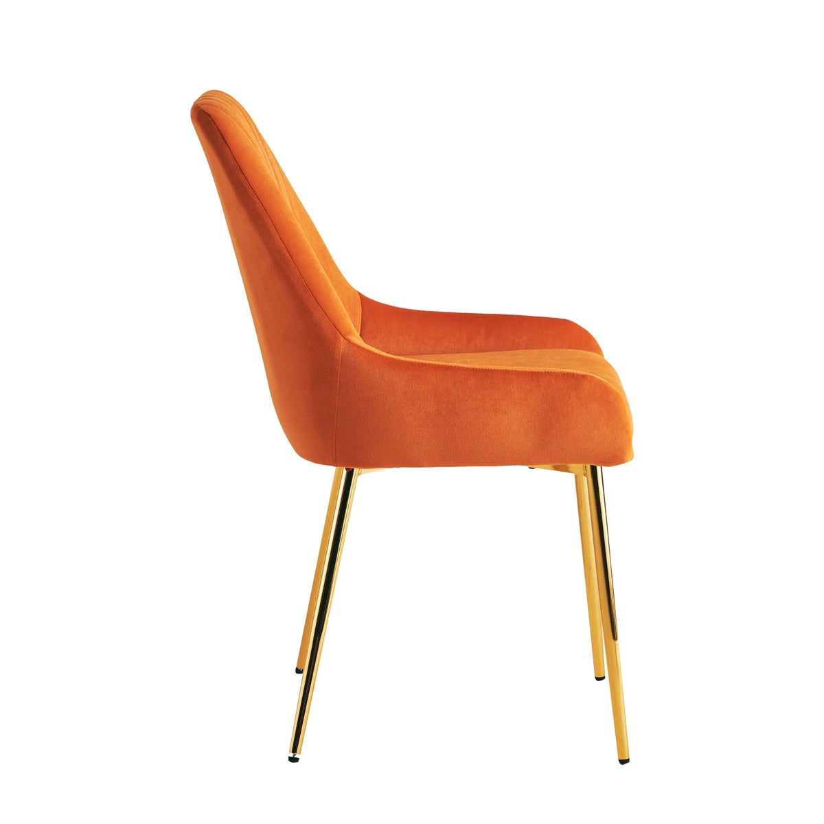 Velvet Dining Chairs with Golden Legs, Set of 2, Orange O90527
