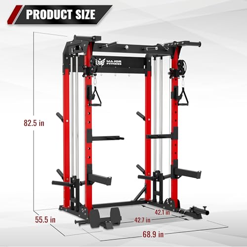 Multi-Functional Power Rack 1600lbs Capacity Squat Rack with Dual Pulley System M40457
