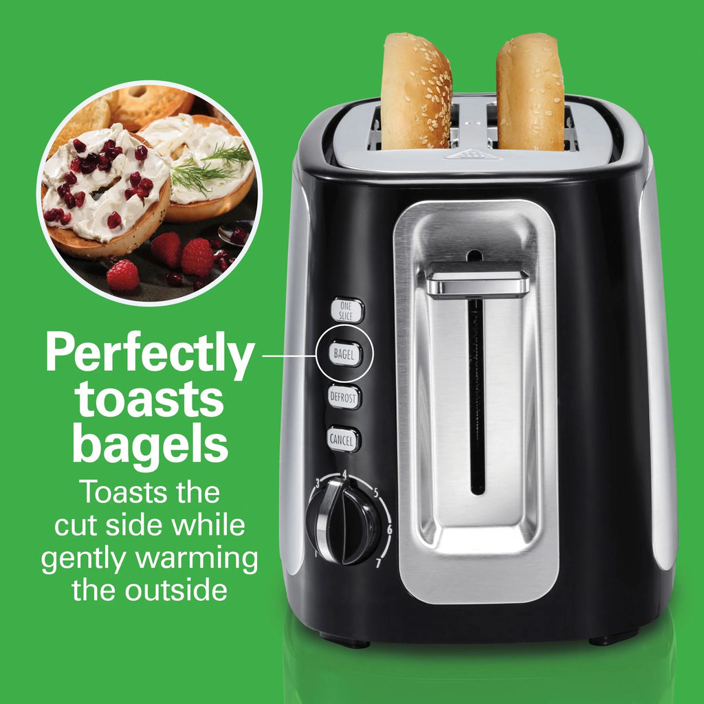 2 Slice Toaster with Toast Boost, Black with Stainless Steel Accents C734968