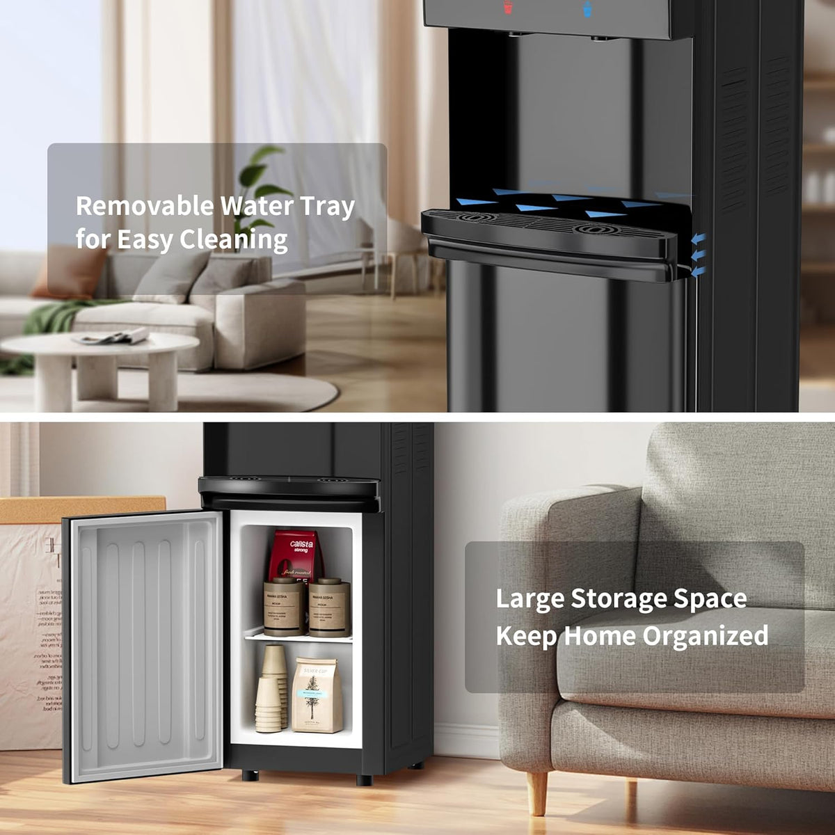 3 Temperatures Top Loading Water Dispenser with Storage Cabinet L128