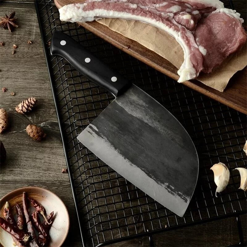 6.5 Inch Forged Chef Butcher Knife with Leather Sheath W41094