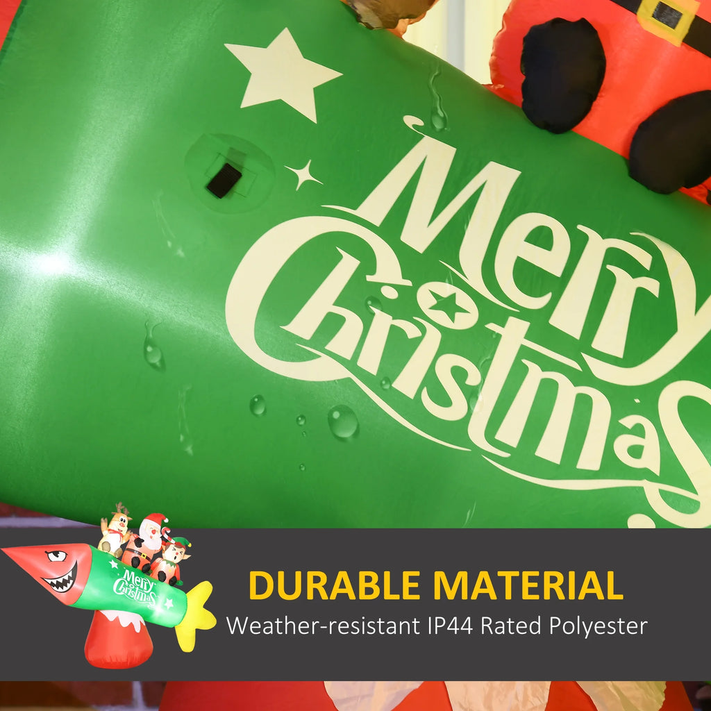 Inflatable Christmas Rocket with Santa Claus LED Yard Display Y91574