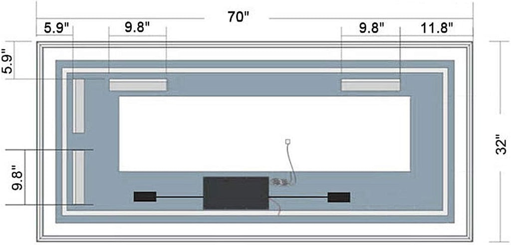 Dimmable LED Bathroom Mirror with Anti-Fog and Bluetooth Function T140309