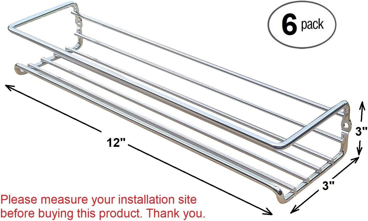 6 Pack Wall Mount Spice Rack Organizer for Cabinet, 12 x 3 x 3 inches R75661