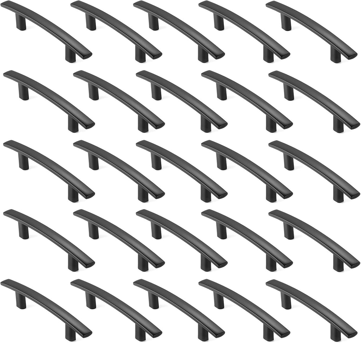 25 Pack Matte Black Kitchen Cabinet Arch Pulls Handles I20180