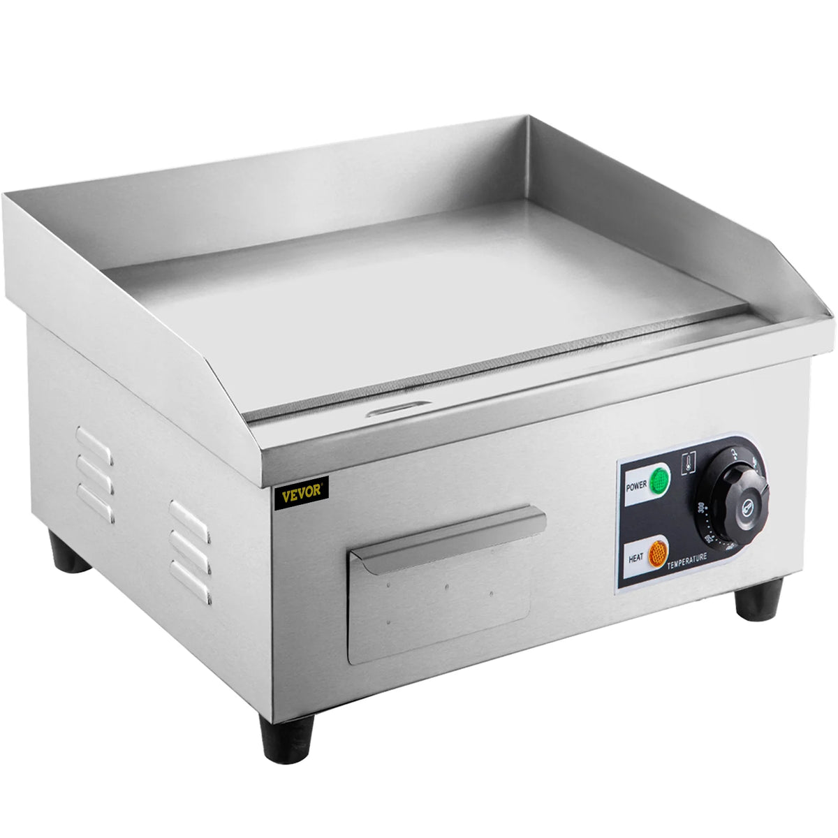 14" Electric Countertop Flat Top Griddle 1500W Non-Stick Stainless Steel S6387
