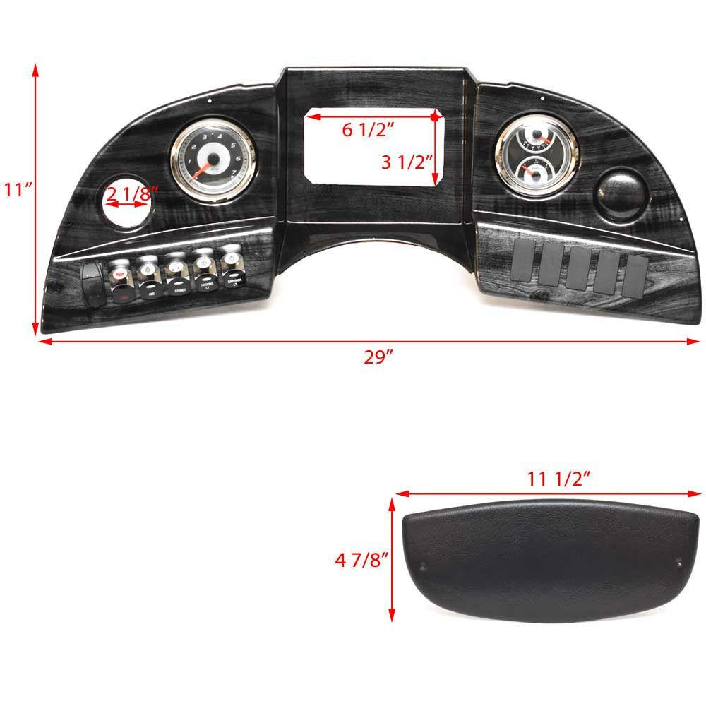 Gray Woodgrain Pontoon Boat Gauge Panel R115