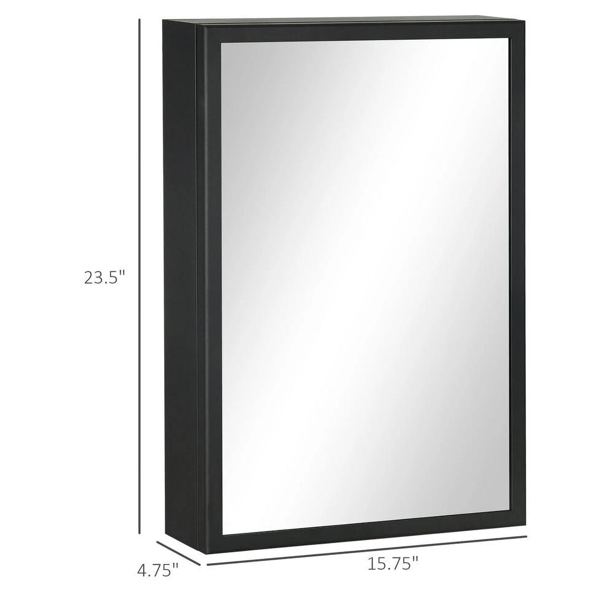 Black Bathroom Mirror with Storage Shelves U8075