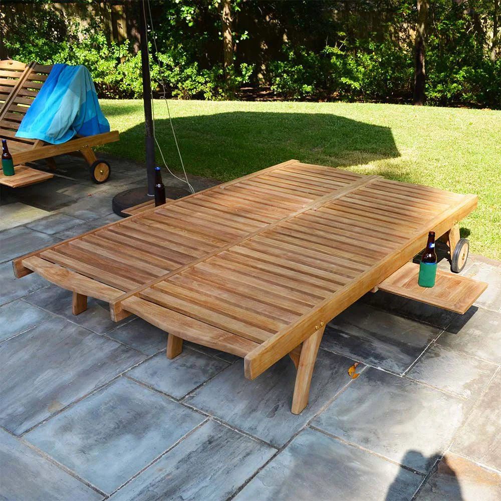 Grade A Teak Double Sun Lounger F383