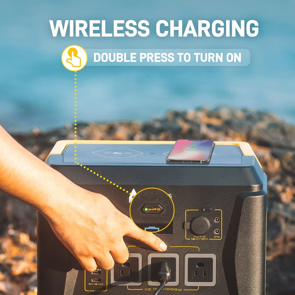 Portable Power Station with 1036Wh Capacity 3x110V Pure Sine Wave AC Outlet USB PD100W Wireless Charging LED Surface Light E9307