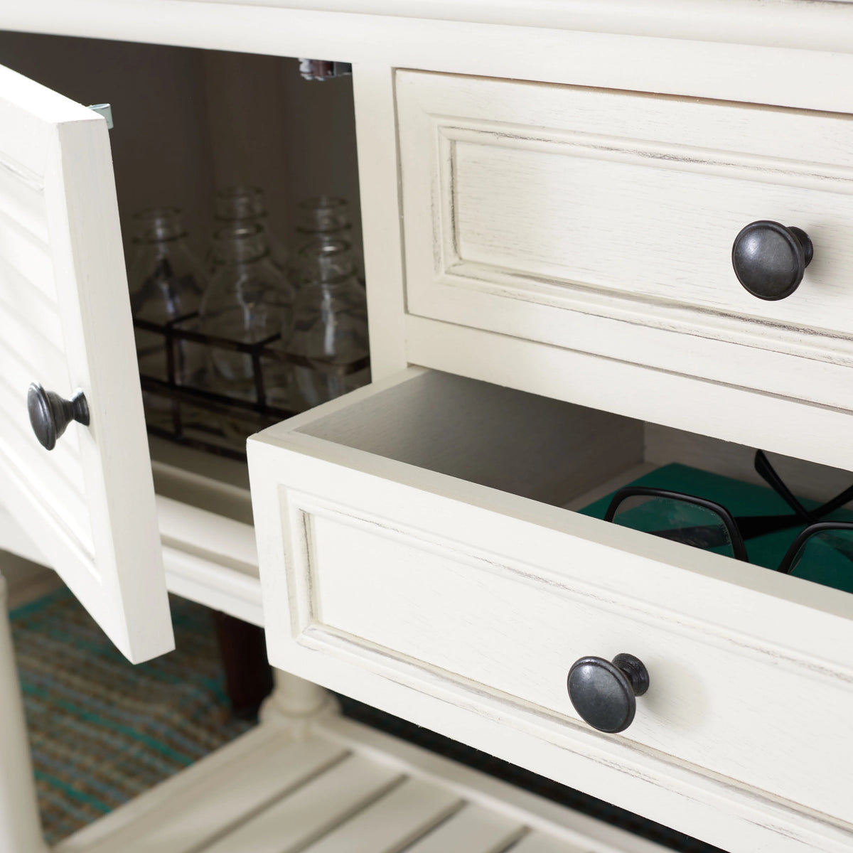 White Wood Console Table with Drawer F722917