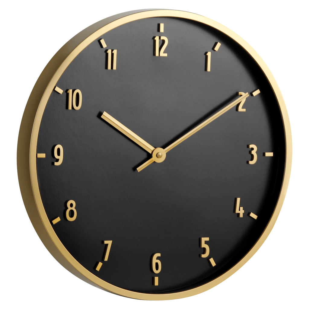 20" Round Indoor Black and Gold Analog Wall Clock with Arabic Numbers H755