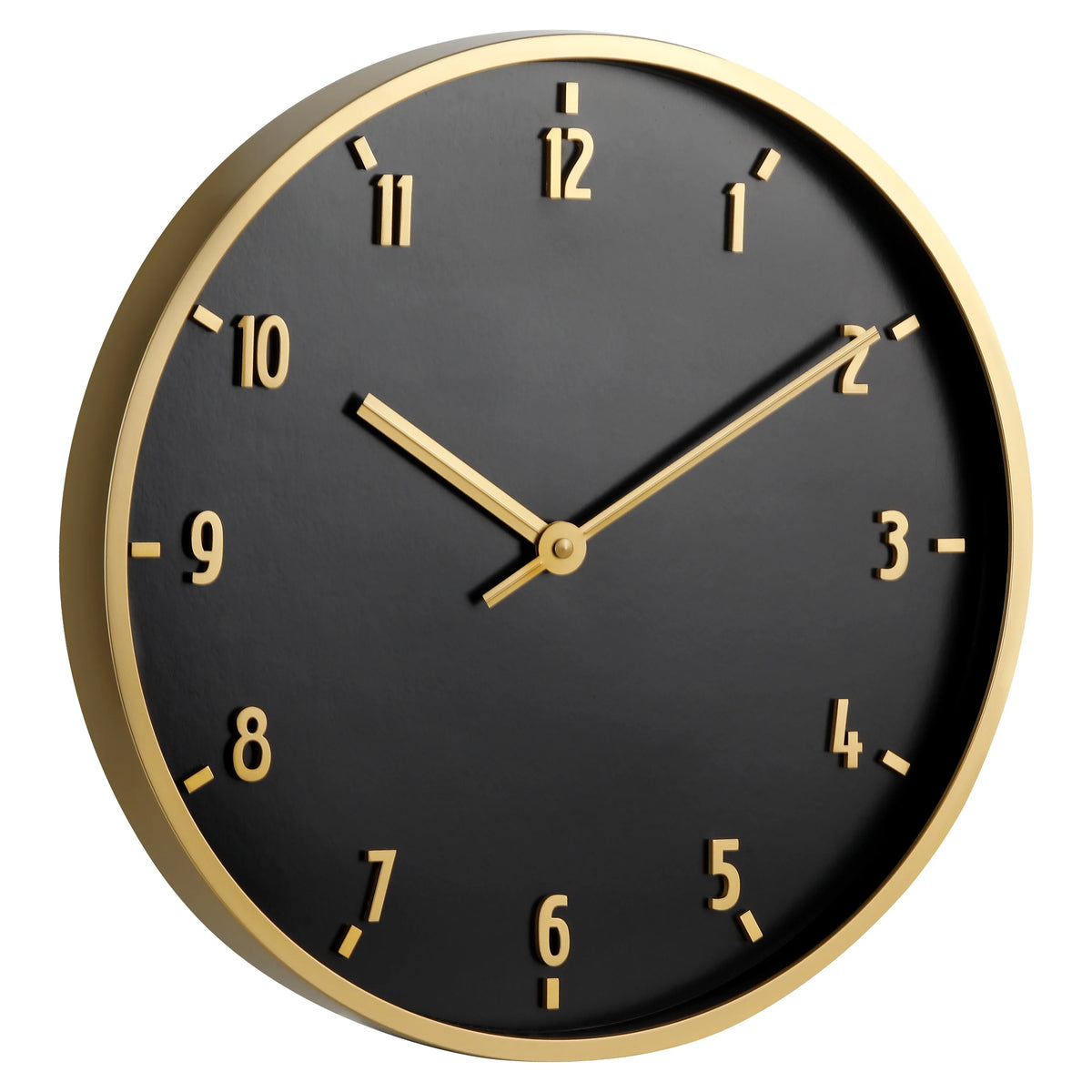 20" Round Indoor Black and Gold Analog Wall Clock with Arabic Numbers H755