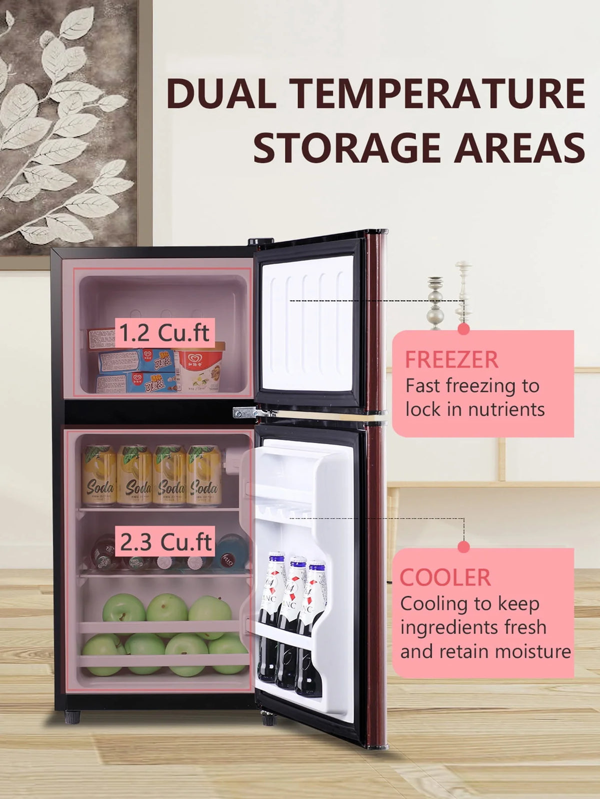 3.5 Cu.ft Mini Fridge with 7 Level Thermostat V983
