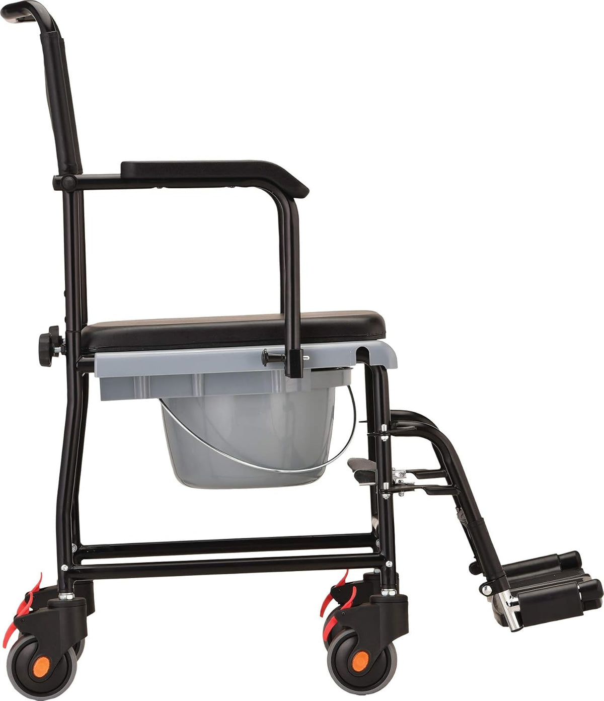 Hammertone Transport Chair Commode with Locking Wheels and Removable Padded Seat B598707