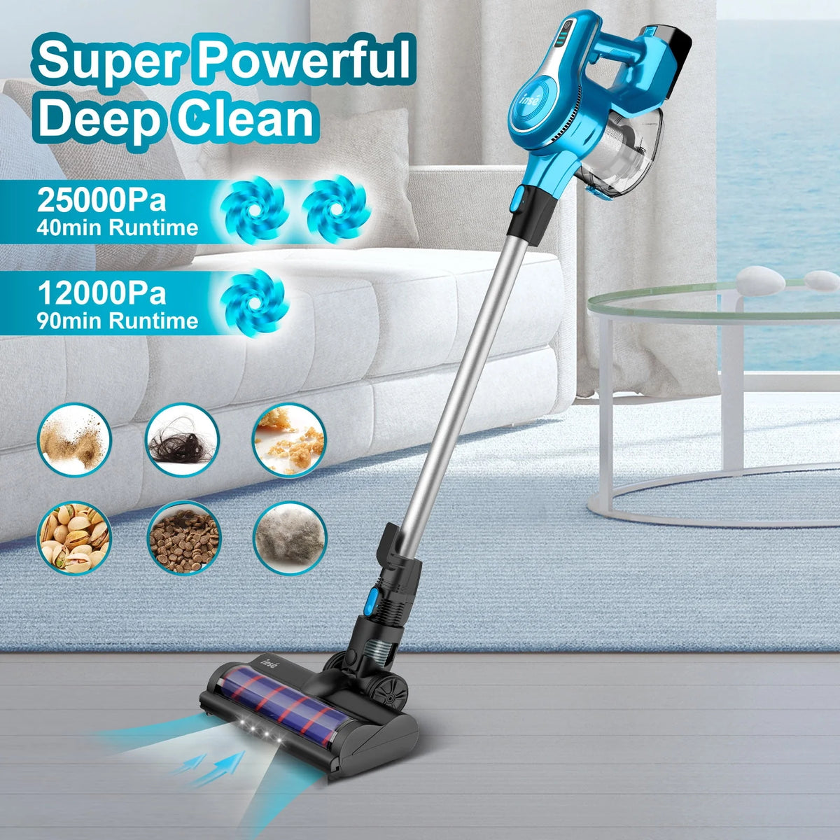 Cordless Vacuum Cleaner with 2 Batteries, 10-in-1 Lightweight Stick Vacuum H8586