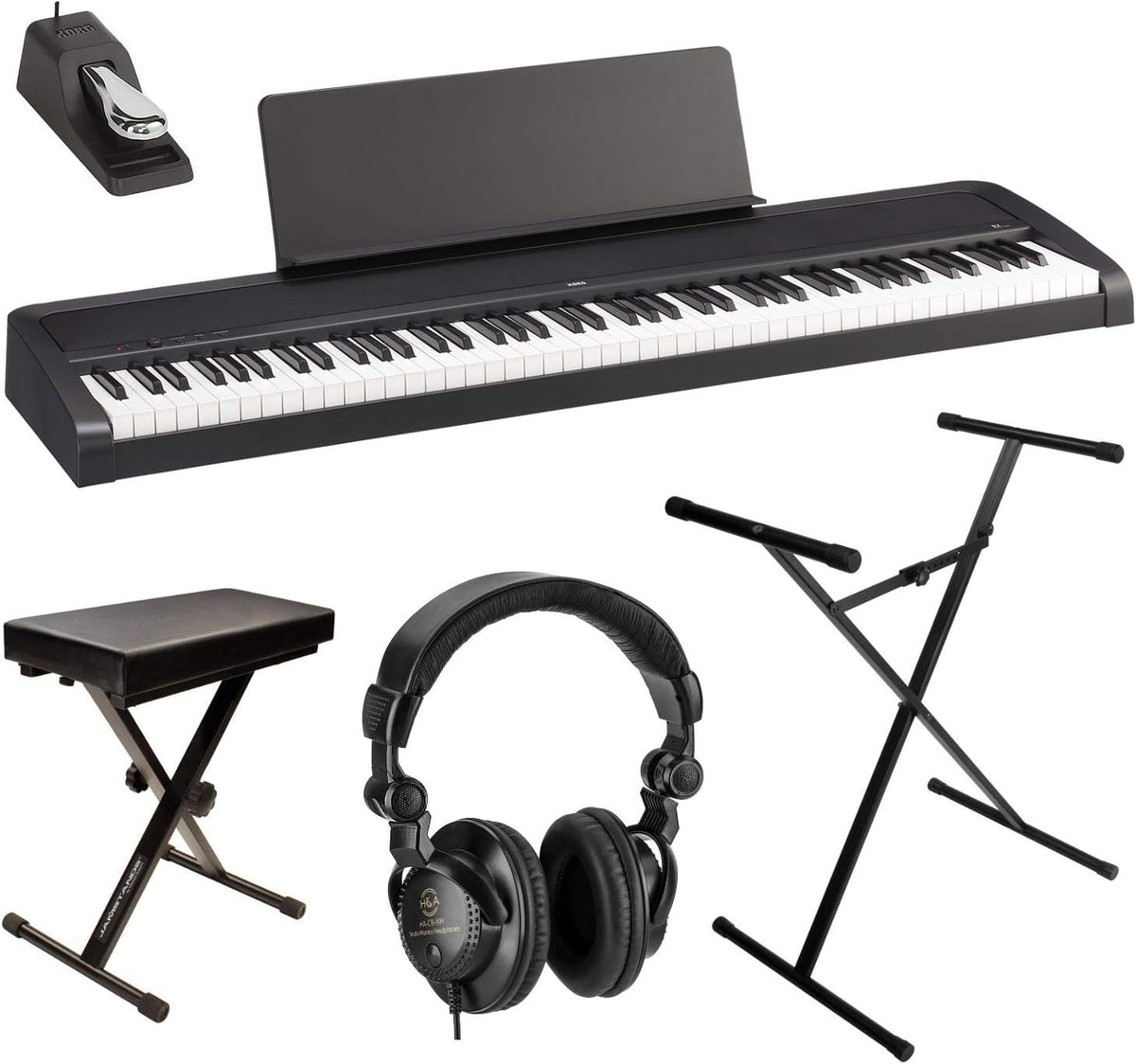 88-Key Digital Piano Bundle with Bench, Stand and Headphones W517550