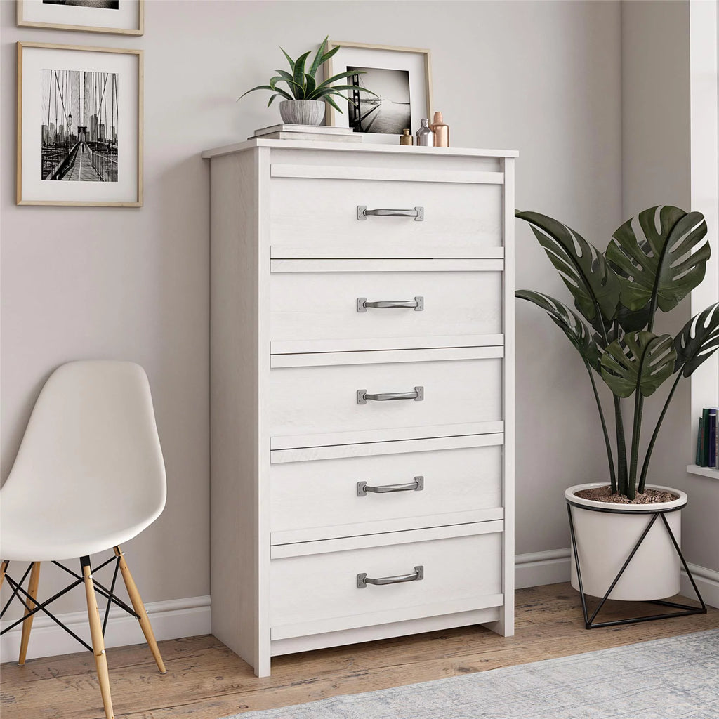 Rustic Ranch 5 Drawer Dresser, Ivory Oak R87697