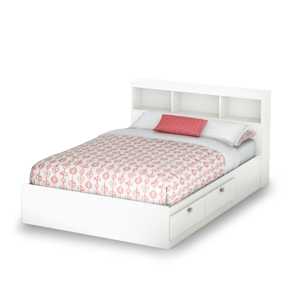 White Full Bookcase Headboard U918144