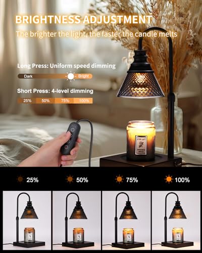Black Electric Candle Warmer Lamp with Timer Dimmer and 3 Bulbs H9410