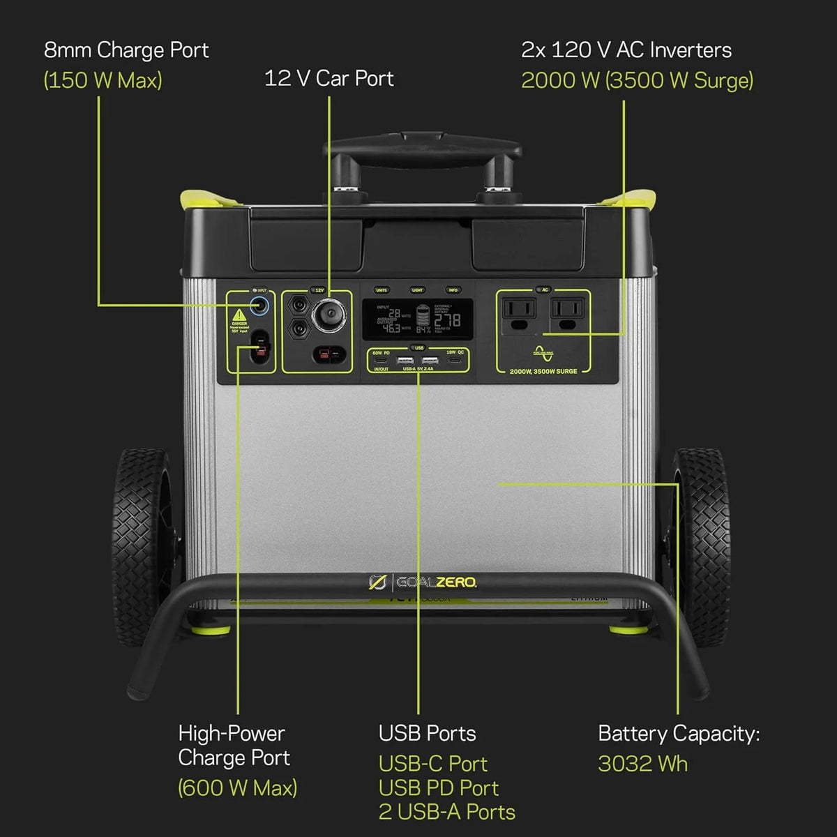 Portable Power Station 3032Wh Lithium Battery Generator 2000 Watt AC Inverter D9880