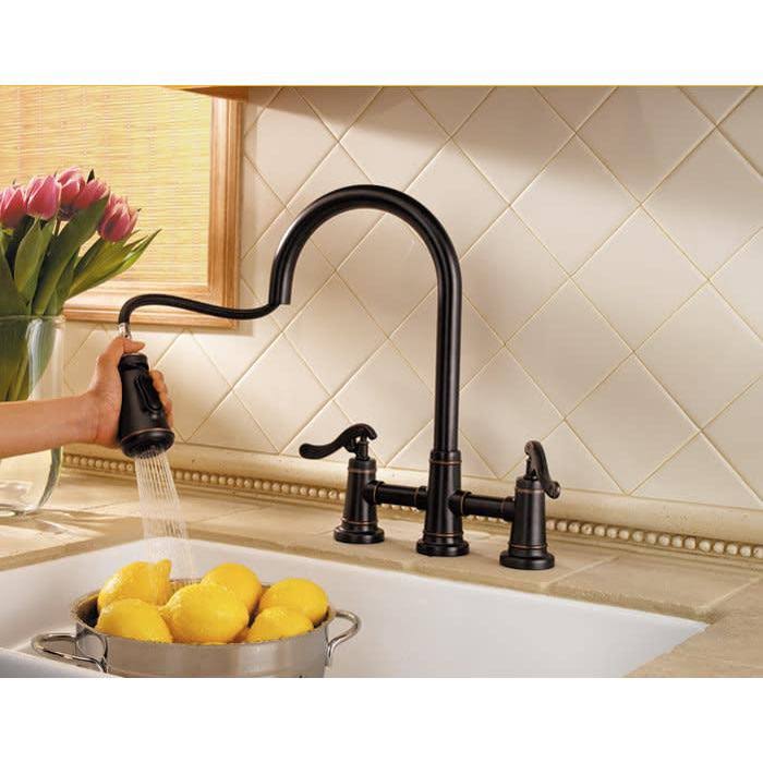 Brushed Nickel 2-Handle Pull-Down Kitchen Faucet J528905