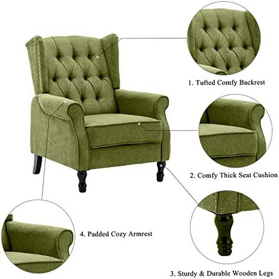 Yellow Linen Accent Chair with Wooden Legs E877
