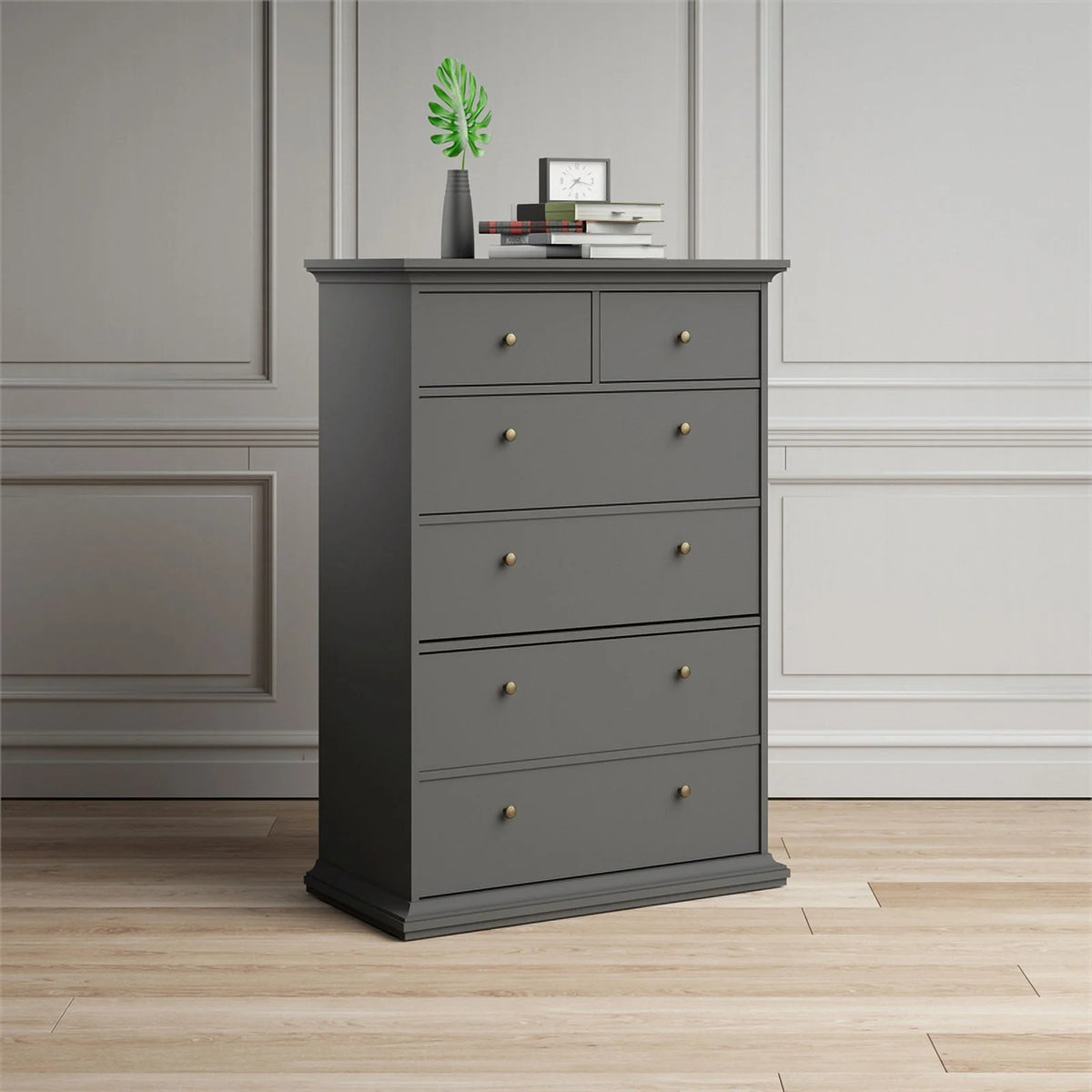 6 Drawer Engineered Wood Chest in Black S996344
