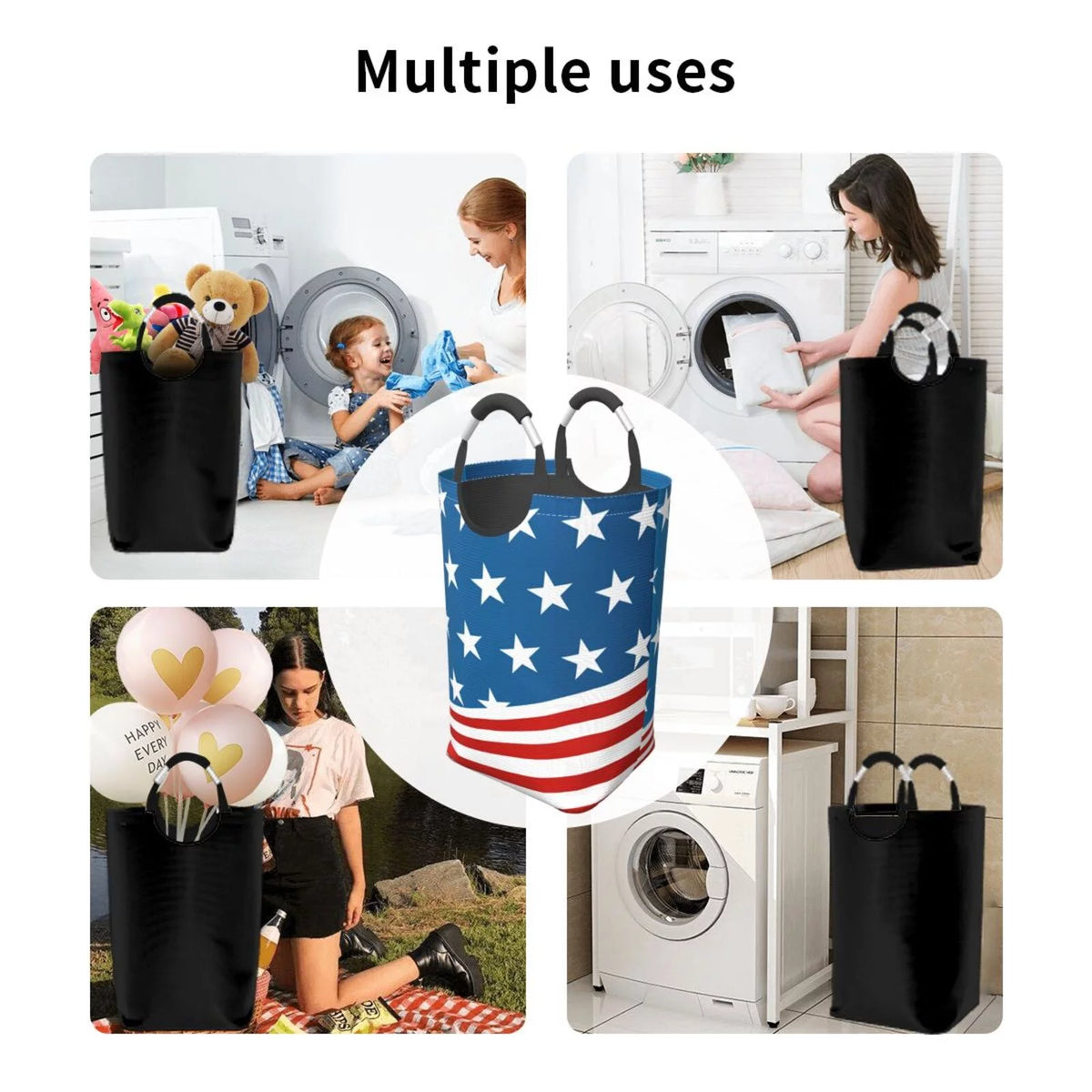 Large Collapsible Laundry Hamper with Aluminum Handle, 50L G41854