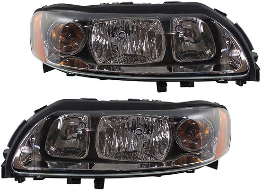 Headlight Pair for Volvo S60 2005-2009 with Bulbs Black Housing L1325