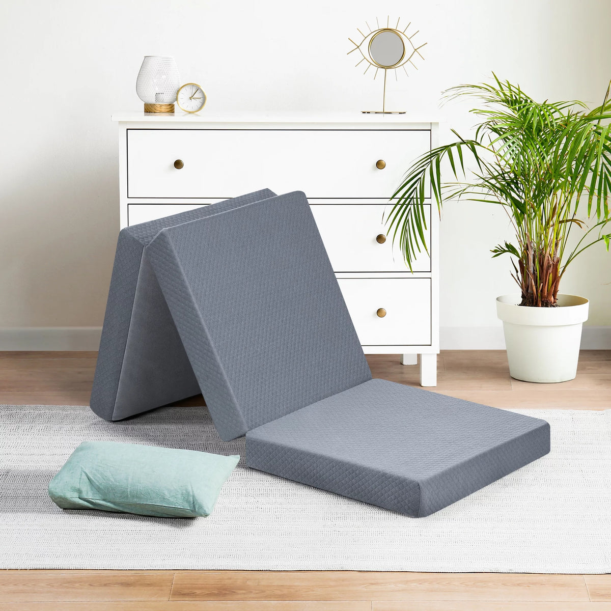 4'' Blue Narrow Twin Memory Foam Mattress H187