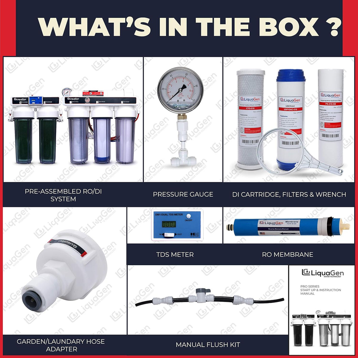 Aquarium Reef Reverse Osmosis Deionization Water Filter System with TDS Meter, Pressure Gauge and Electrical High Flow Booster Pump P770805