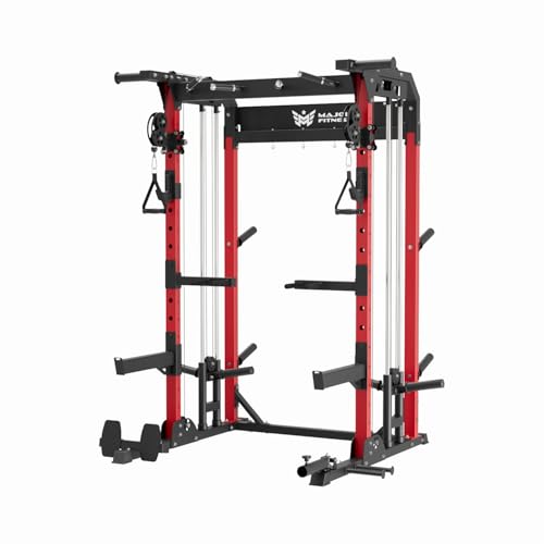 Multi-Functional Power Rack 1600lbs Capacity Squat Rack with Dual Pulley System M40457