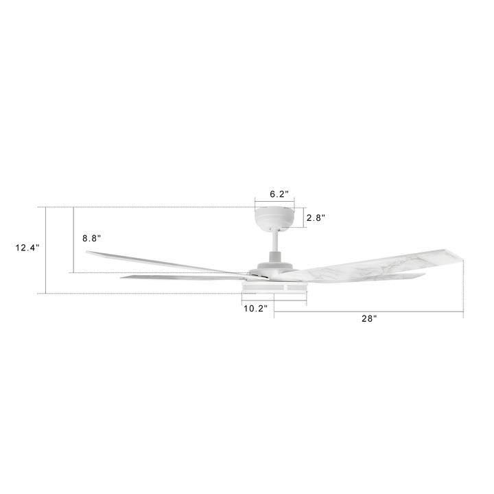 White Smart Ceiling Fan with Dimmable LED Light and Remote O639739