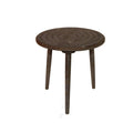 Brown Round Top Wooden Accent Table with Leaf Engraving U70060
