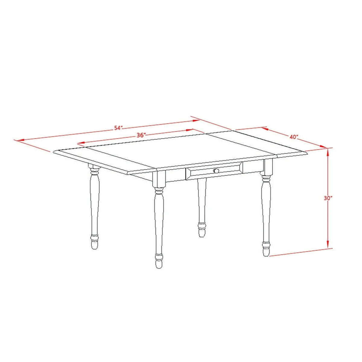 3 Pieces Drop Leaf Real Wood Dining Table Set Z9090