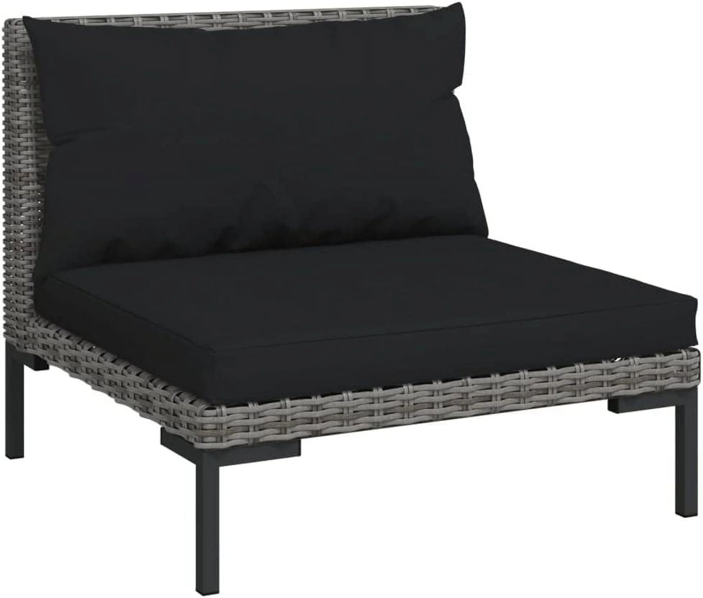 14 Piece Patio Lounge Set with Cushions Poly Rattan Dark Gray P1562