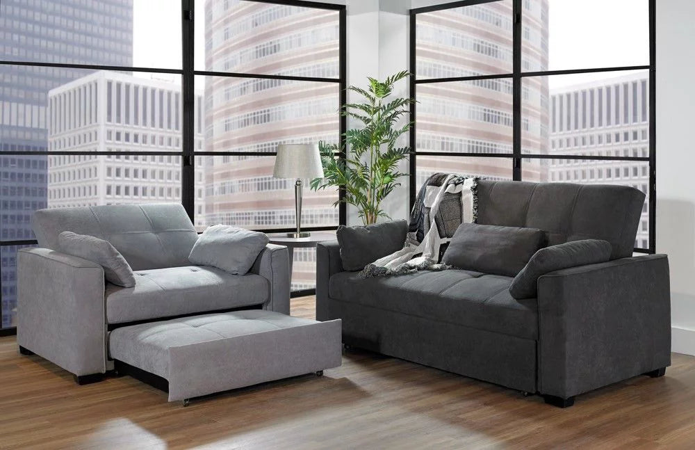 Light Gray Queen Size Chenille Sleeper Sofa V389327