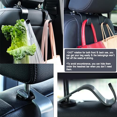 Car Seat Headrest Hook 4 Pack Storage Organizer Black V97014