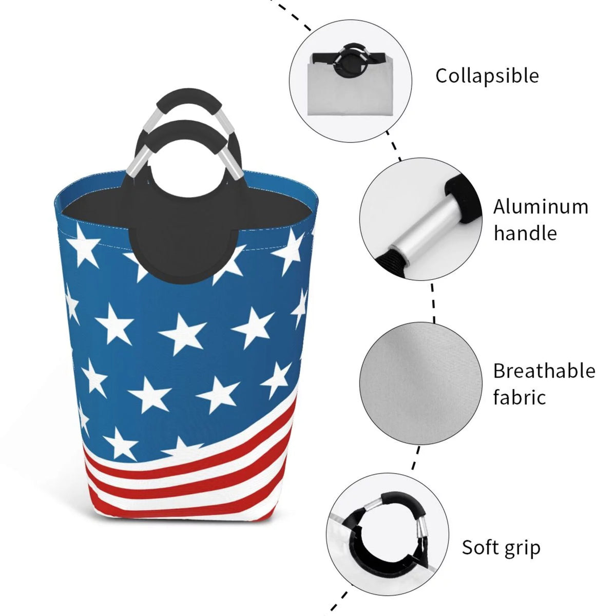 Large Collapsible Laundry Hamper with Aluminum Handle, 50L G41854