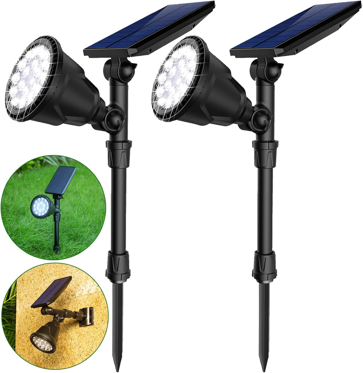 Waterproof 600 Lumen 18 LED Solar Spotlights Warm White 4 Pack J791815