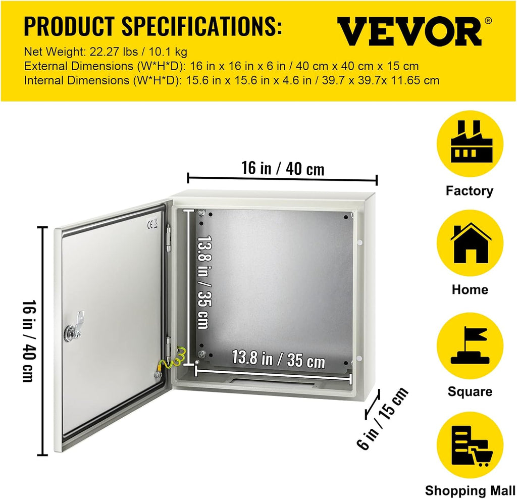 16 x 16 x 6'' NEMA 4X Steel Electrical Enclosure T1464