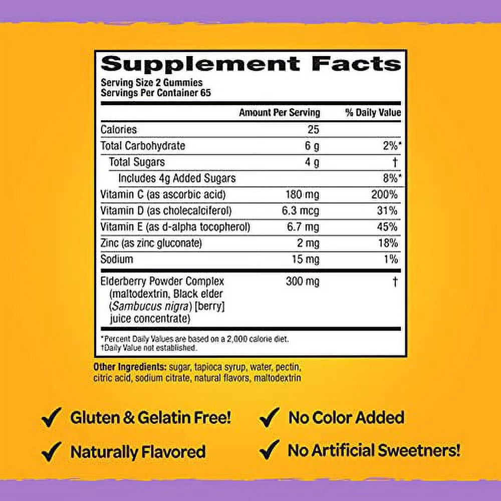 130 Count Elderberry Gummies with Vitamins & Zinc J530261