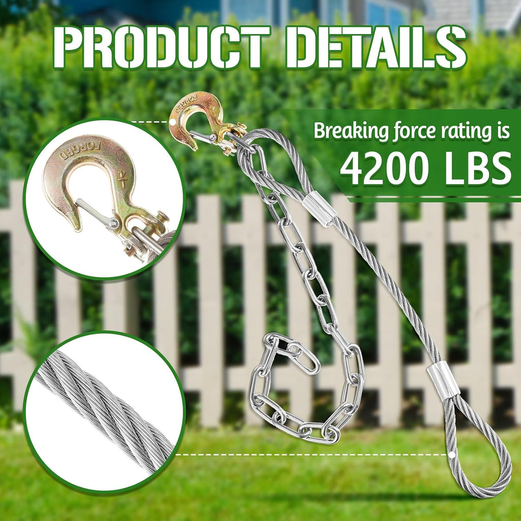 Silver 42.13 Inches Long Heavy Duty Fence Post Puller Tool with Chain and Slip Hook V17890