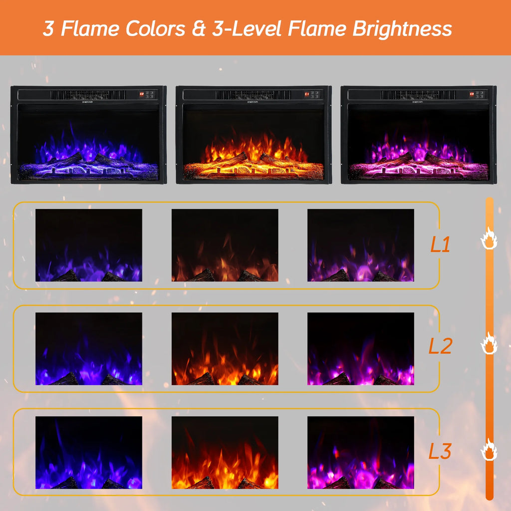 Electric Fireplace Heater with Thermostat, Remote Control Y560925