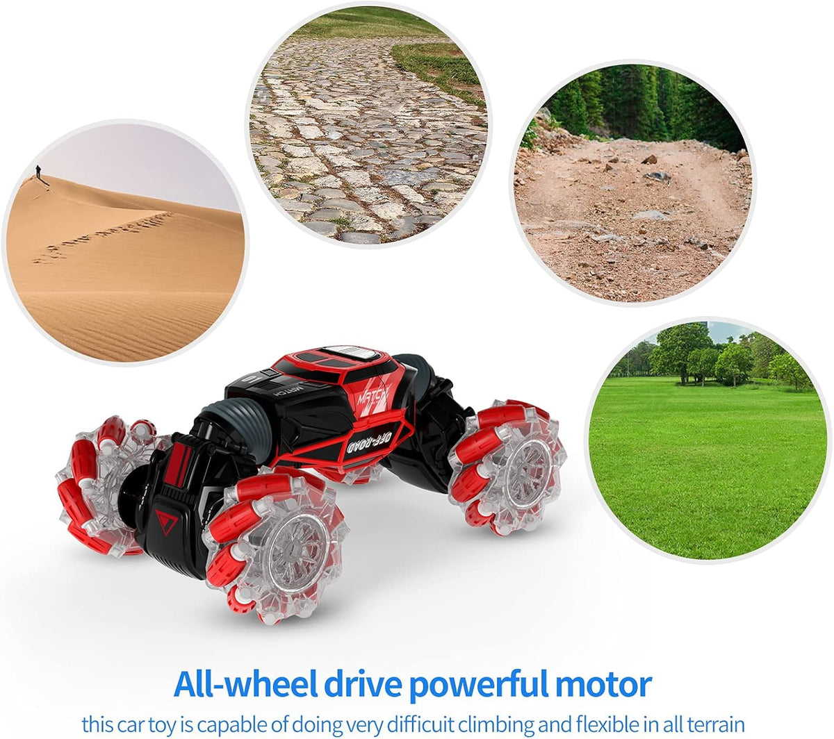 4WD Remote Control Stunt Car with 2 Rechargeable Battery Packs and Lights P797492