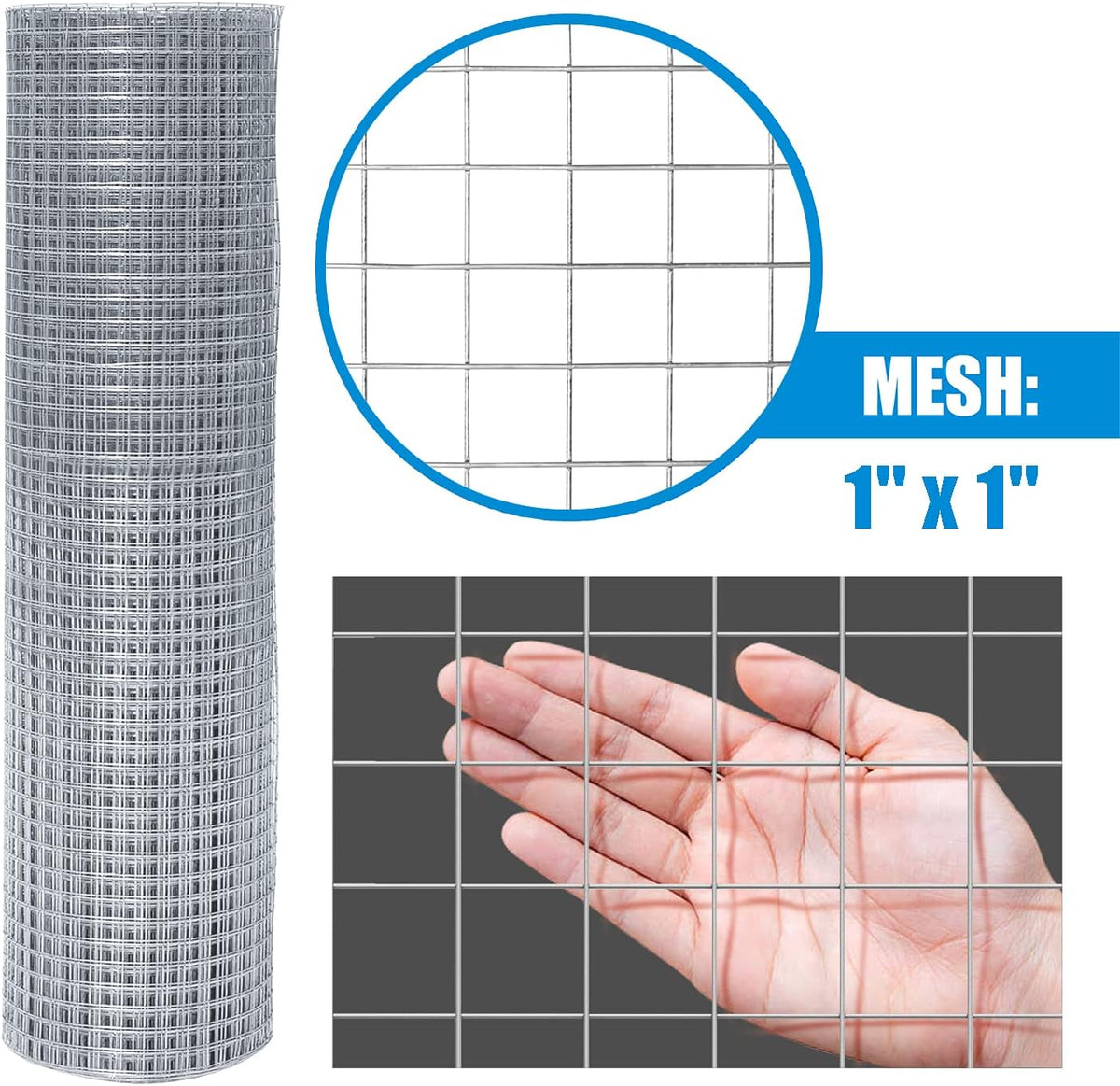 16 Gauge Hot-Dipped Galvanized Welded Wire Fence 1 inch x 1 inch mesh size 4 ft. x 100 ft. Q120